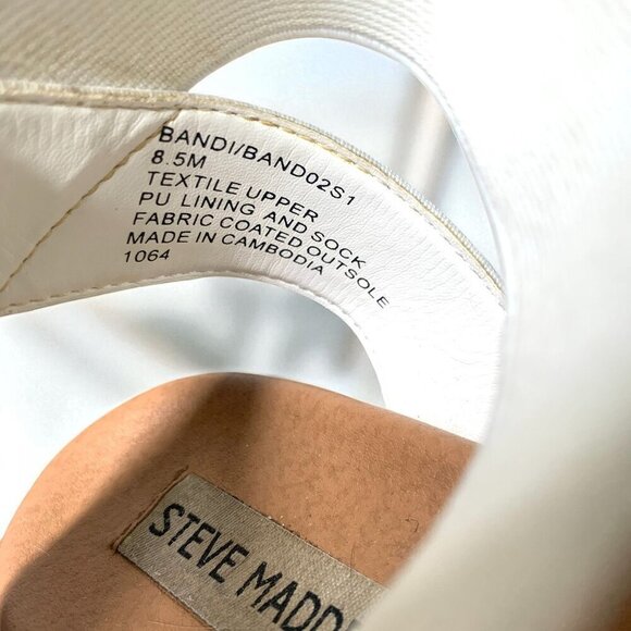 Steve Madden Womens White Platform Sandals 8.5M Cork Sole Elastic Straps Comfort - Picture 5 of 8